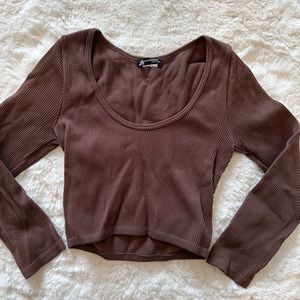 Zara Brown Cropped Long Sleeve